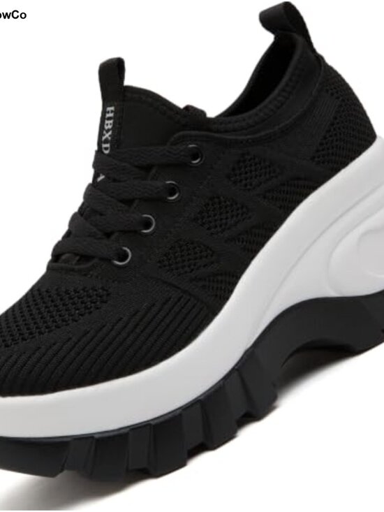 Shoes - Women's Chunky Platform Wedge Walking Shoes Orthopedic Knit Sneakers